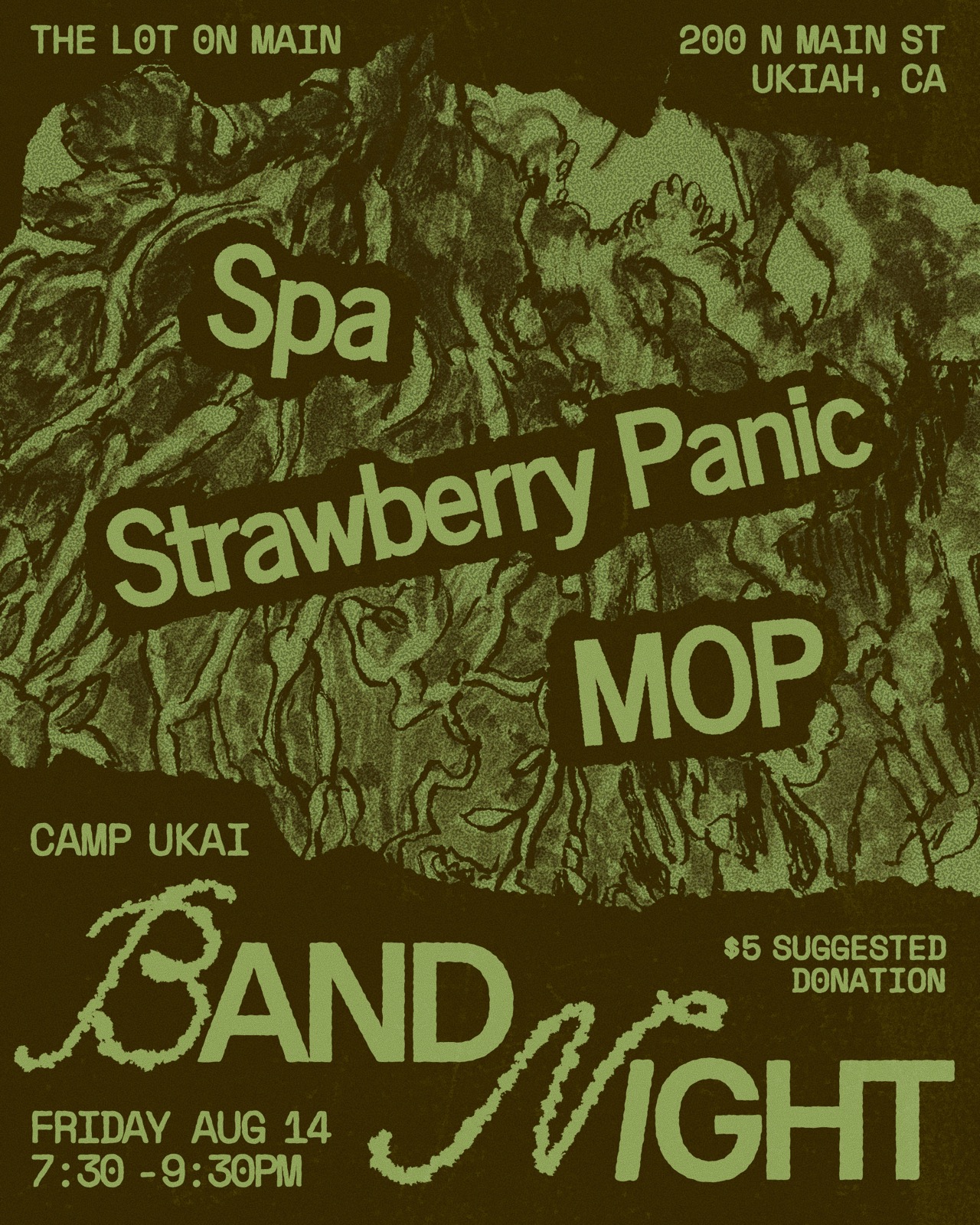 Band Night flyer — Spa, Strawberry Panic, MOP
