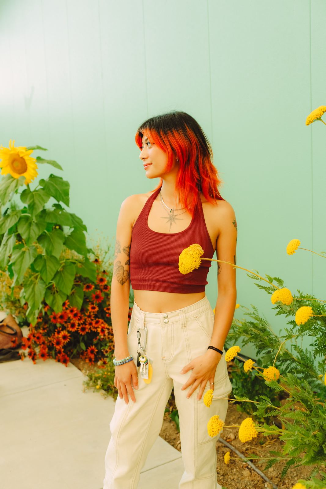 Among the marigolds